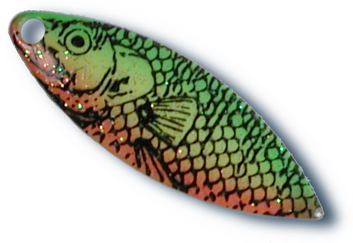 -573 - 3 1/2 Fire Tiger Fish Print Willow Blade - 10 Pack
