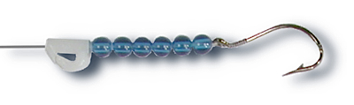 -443 - Single Hook-Spinner Cores - Transparent Blue Beads 5 ea.