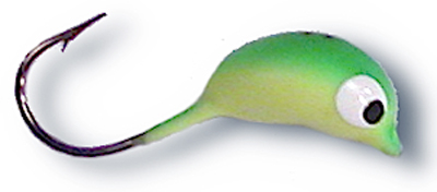 -57 - Yellow/Green #4 Hook Soft Body Floating Jig- 5 pack